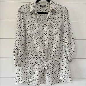 Iz Byer Black and White Polka Dot Blouse